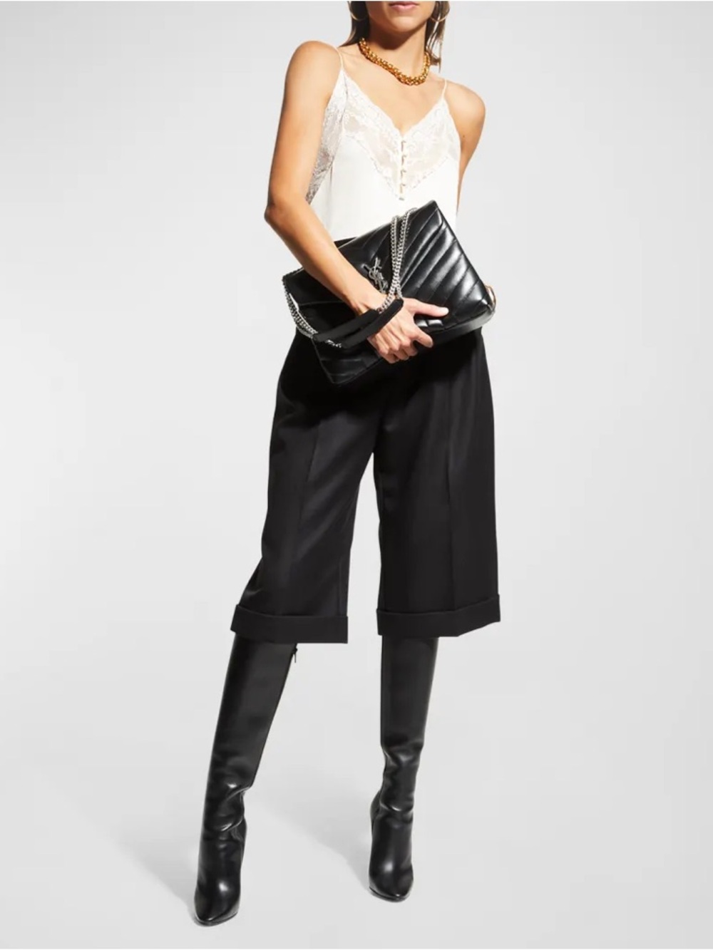 New Saint Laurent Black Leather Shoulder Bag LouLou - Picture 14 of 15